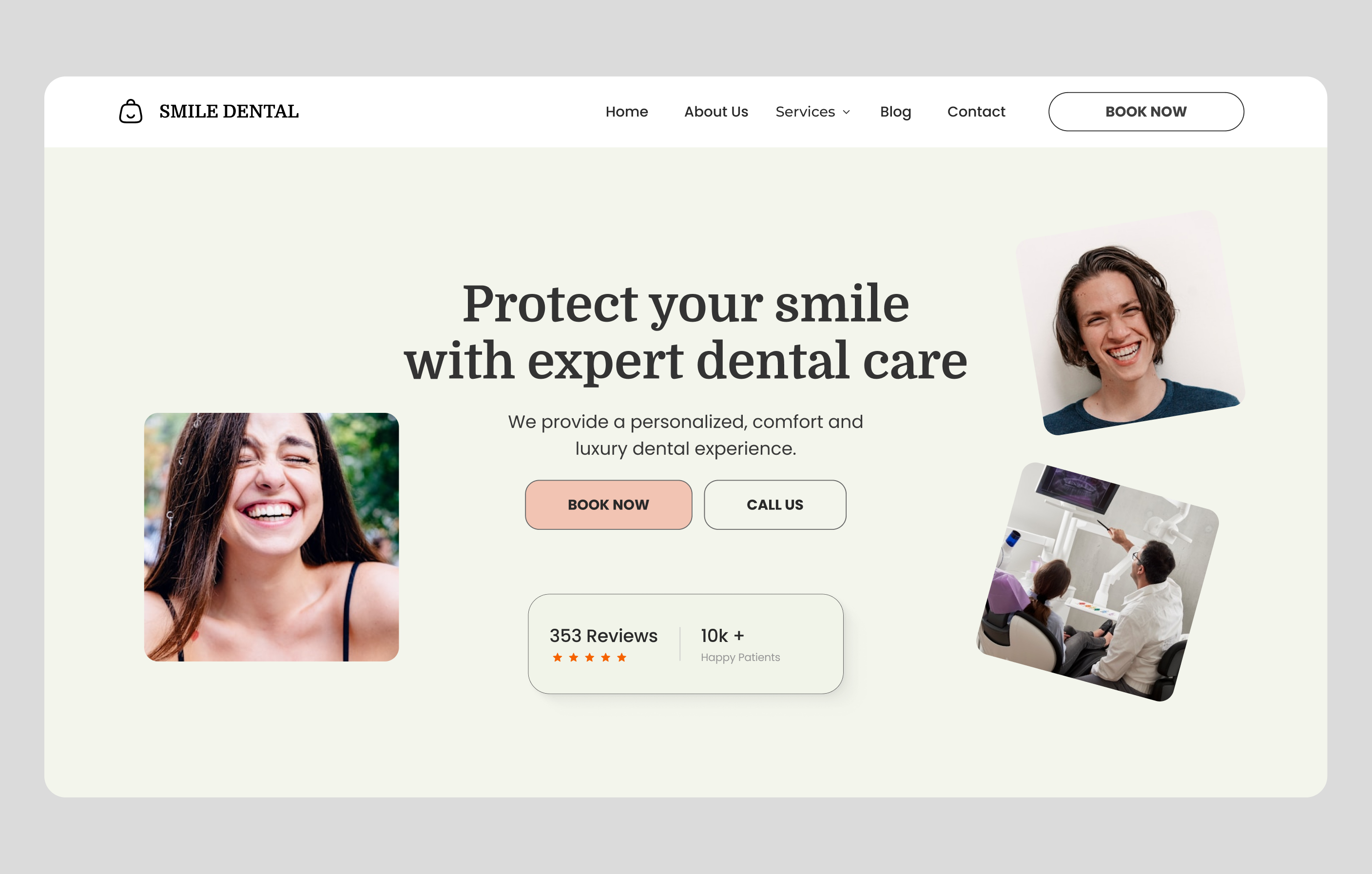 UI design for dental clinic website – clean layout and user-friendly booking system